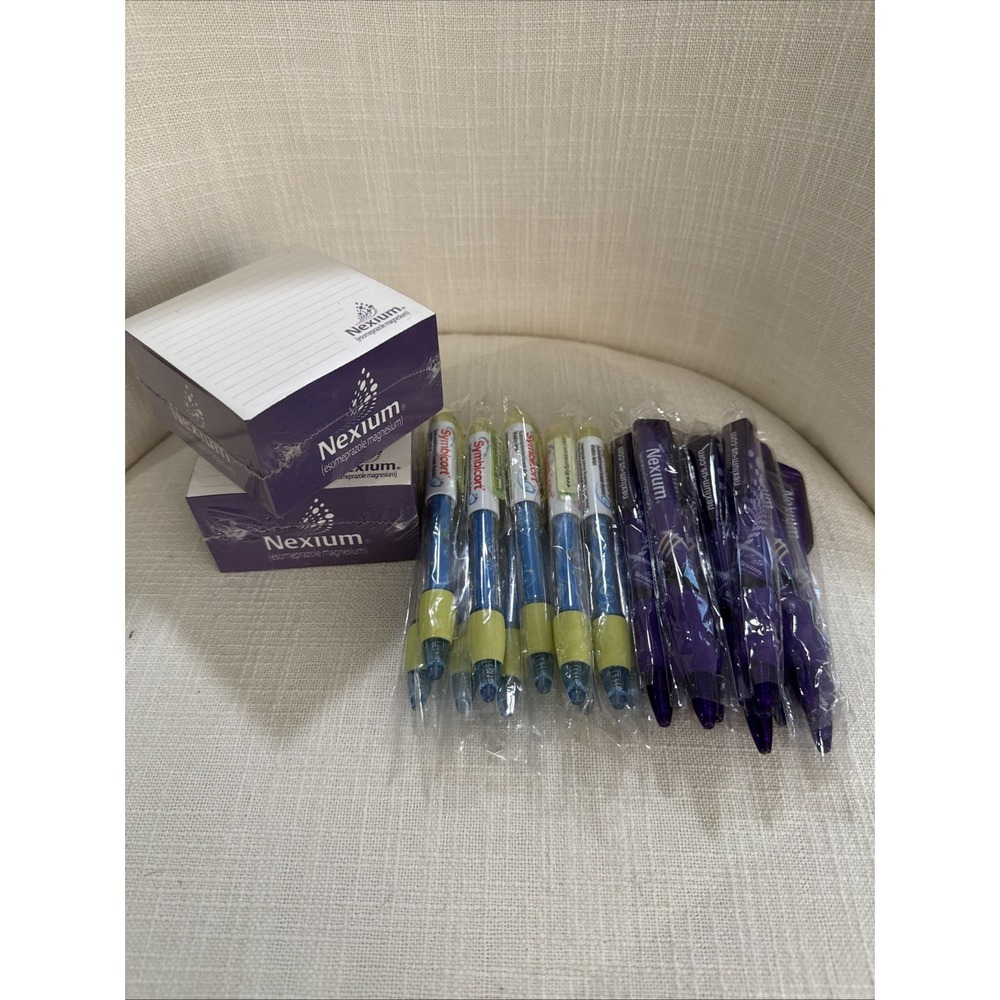 Lot of 20 Promotional pharmaceutical Pens & Notepads‎ – Nexium & Symbicort– New